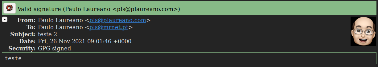 Receiving a signed message with OpenGPG